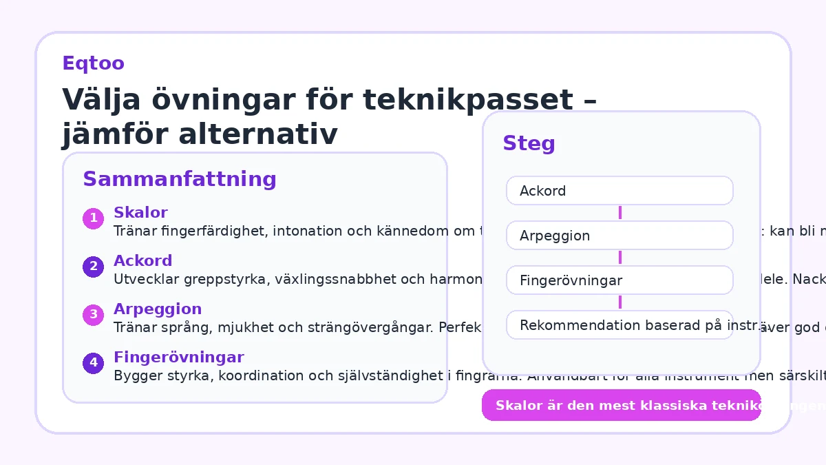 Välja övningar för teknikpasset – jämför alternativ